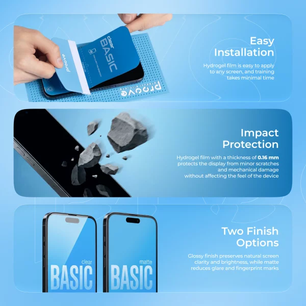 Protective hydrogel film Proove Hydrogel Screen Protection BASIC (Clear) - foto 2