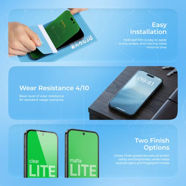 Protective hydrogel film Proove Hydrogel Screen Protection LITE Matte - foto 2