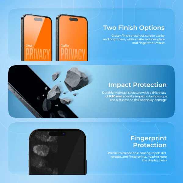 Protective hydrogel film Proove Hydrogel Screen Protection PRIVACY Matte - foto 3