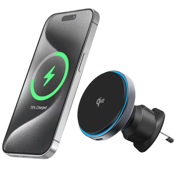 Car Mount With Wireless Charger Proove Titanium Circle Qi2 15W - Photo 1