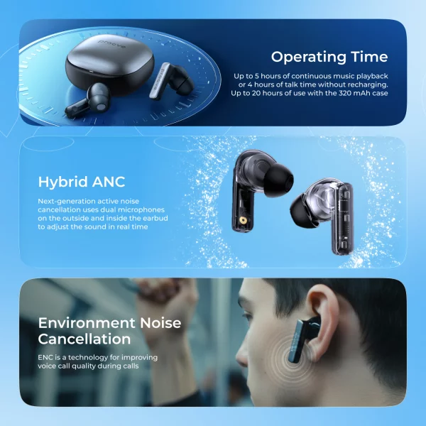 Wireless Earphones Proove NoLimit TWS with Hybrid ANC (APP) - Foto 2