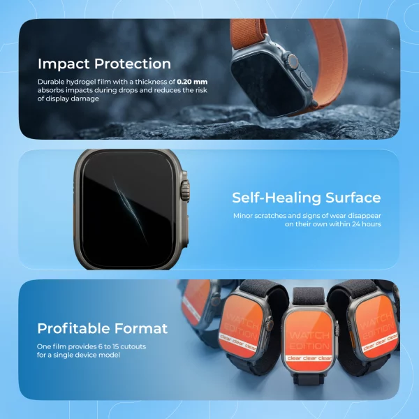 Захисна гідрогелева плівка Proove Hydrogel Screen Protection WATCH EDITION Clear - фото 1