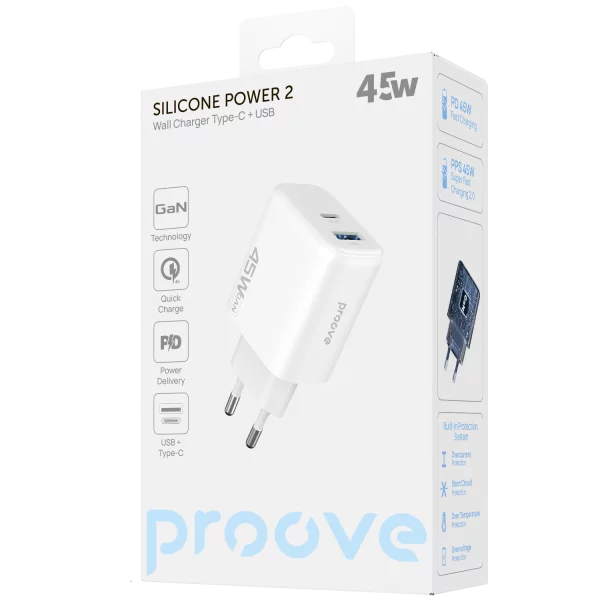 Wall Charger Proove Silicone Power 2 45W (Type-C+USB) - Photo 5