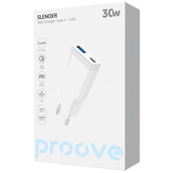 Wall Charger Proove Slender 30W (Type-C + USB) - 照片 1