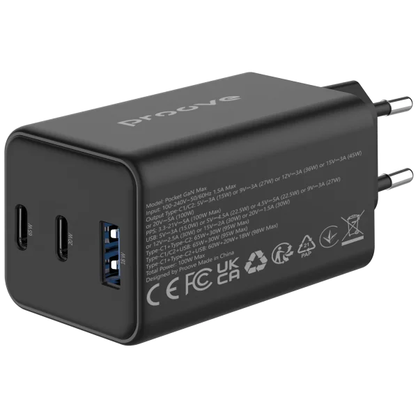 Wall Charger Proove Pocket GaN 65W (2*Type-C + USB) - Foto 3