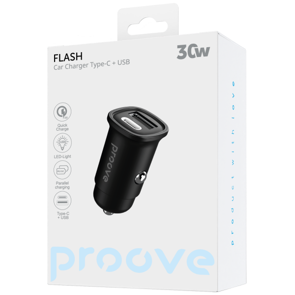 Car Charger Proove Tiny Power 30W (Type-C + USB) - Photo 1