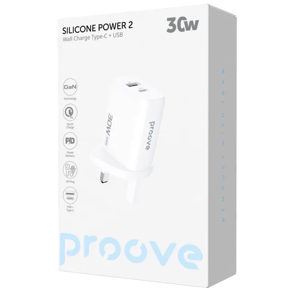 Wall Charger Proove Silicone Power 2 30W (Type-C + USB) UK - Photo 1