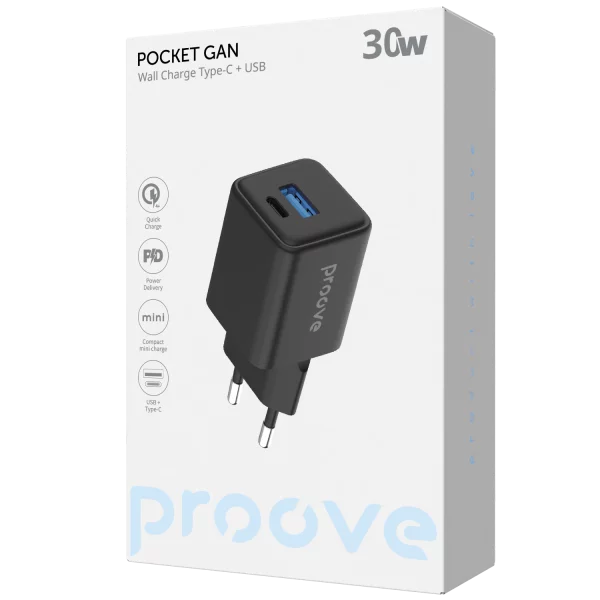 Wall Сharger Proove Pocket Gan 30W (Type-C + USB) - Photo 1