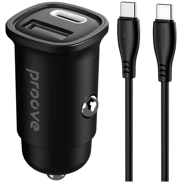 Car Charger Proove Flash 30W (Type-C + USB) + Cable  Type-C to Type-C