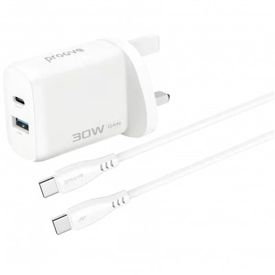 Silicone Power 2 30W (Type-C + USB) + Cable Type-C to Type-C 60W (1m) UK