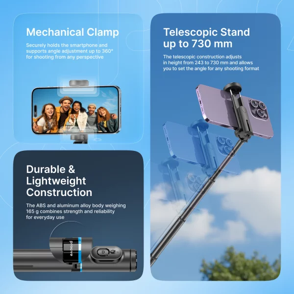 Selfie Stick Tripod Proove DropStop Mini (730mm) - Foto 11
