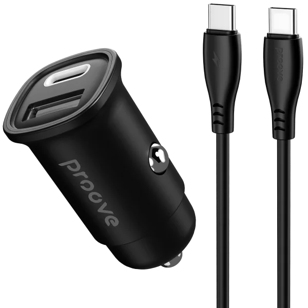 Car Charger Proove Flash 30W (Type-C + USB) + Cable  Type-C to Type-C