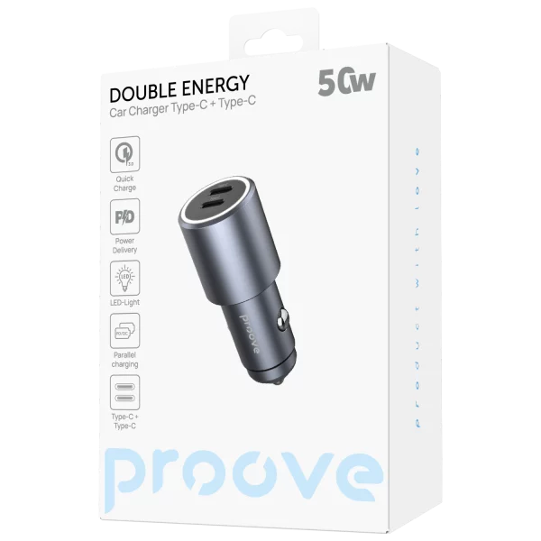 Car Charger Proove Double Energy 50W (Type-C + Type-C) - foto 4