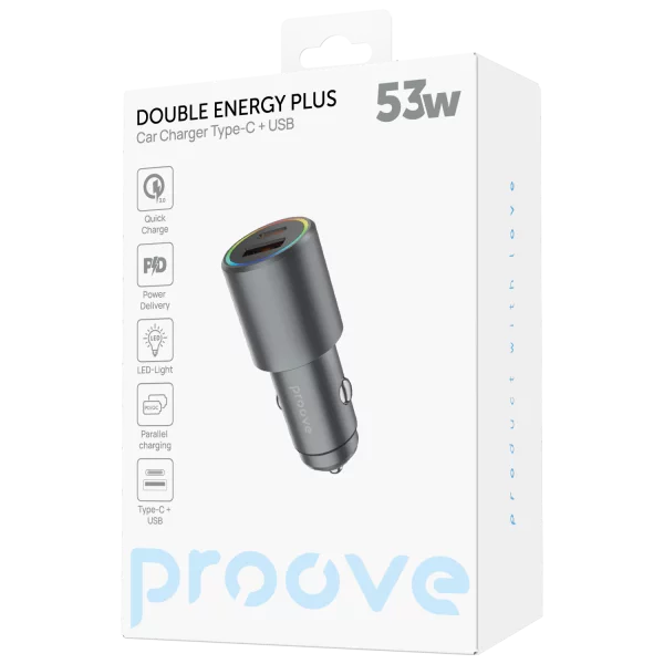 Car Charger Proove Double Energy Plus 53W (USB + Type-C) - fotoğraf 4