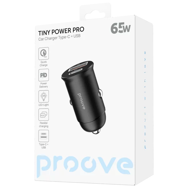 Car Charger Proove Tiny Power Pro 65W (USB + Type-C) - foto 4