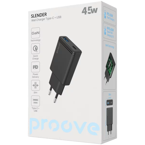 Wall Charger Proove Slender 45W (Type-C + USB) - foto 3