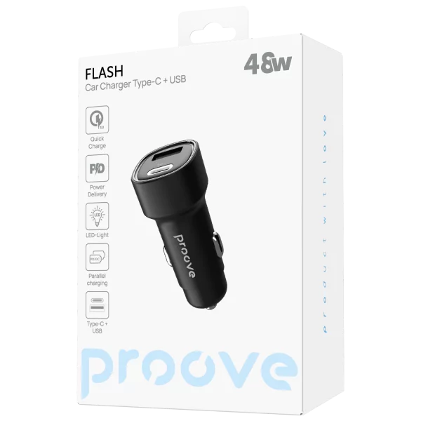 Car Charger Proove Flash 48W (Type-C + USB) - foto 1