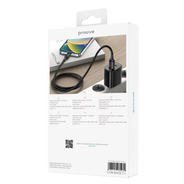 Cable Proove Flex Metal Micro USB 2.4A (1m) - Photo 2