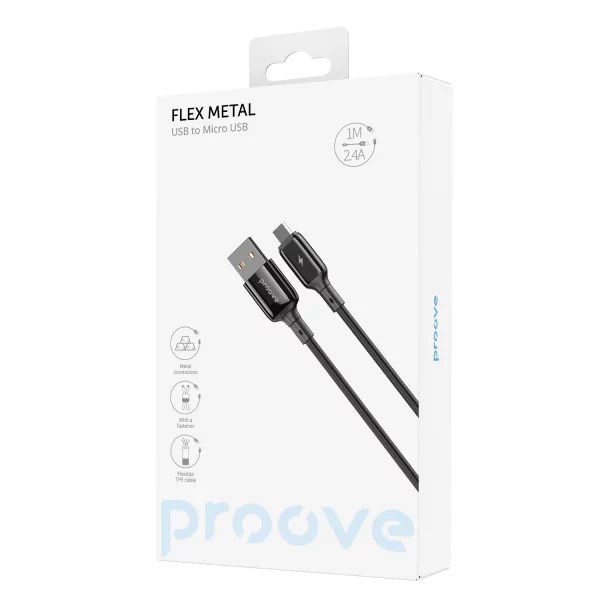 Cable Proove Flex Metal Micro USB 2.4A (1m) - Photo 1