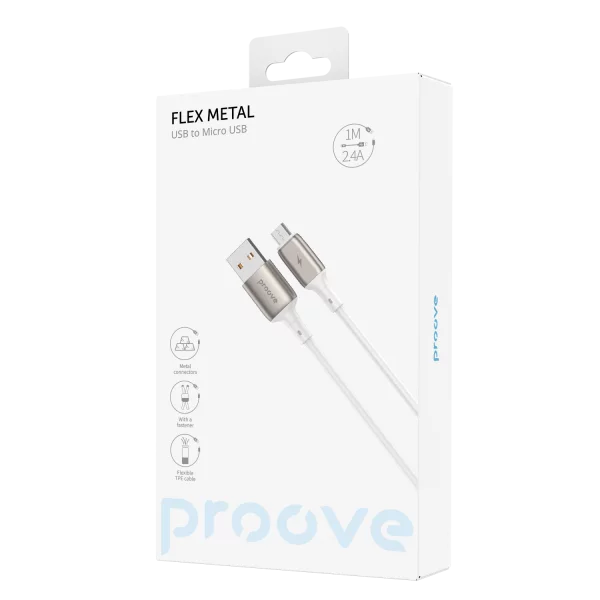 Cable Proove Flex Metal USB to Micro USB 2.4A (1m) - Photo 1