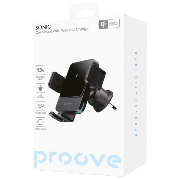 Car Mount With Wireless Charger Proove Sonic 15W - Photo 1