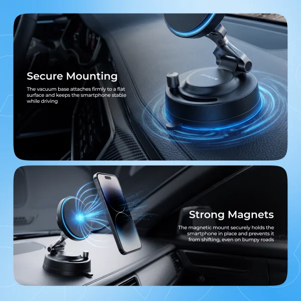 Car Mount With Wireless Charger Proove Jetlock Qi2.2 25W - Photo 6