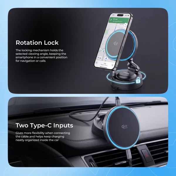Car Mount With Wireless Charger Proove Jetlock Qi2.2 25W - Photo 8