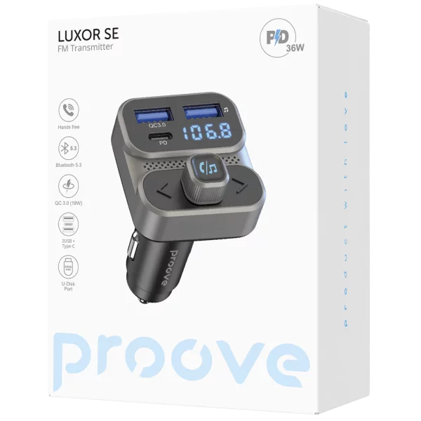Car Charger Proove FM Launcher Luxor SE 36W (PD+QC3.0) Type-C+USB - Photo 6