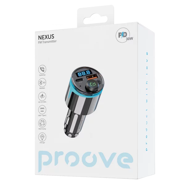 Car Charger Proove FM Launcher Nexus (PD+QC3.0) Type-C+USB - Photo 4