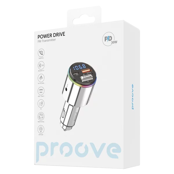 Car Charger Proove FM Launcher Power Drive 30W (PD+QC3.0) Type-C+USB - Photo 4