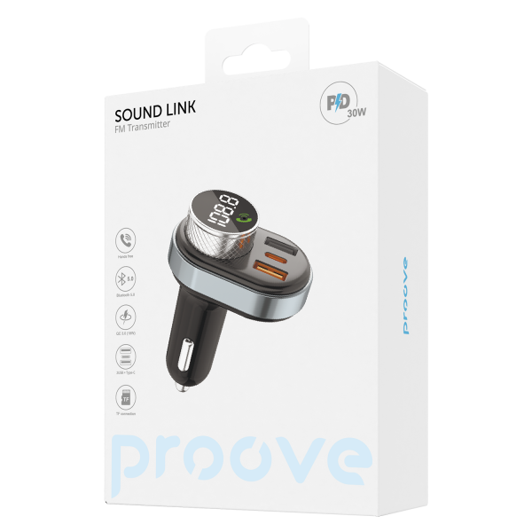 Car Charger Proove FM Launcher Sound Link 30W (PD+QC3.0) Type-C+USB
