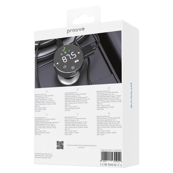 Car Charger Proove FM Launcher Sound Sync 30W (PD+QC3.0) Type-C+USB - Photo 5