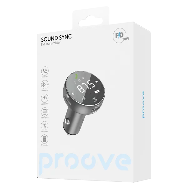 Car Charger Proove FM Launcher Sound Sync 30W (PD+QC3.0) Type-C+USB - Photo 4