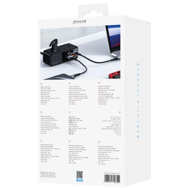 Power Strip Proove Homester Pro 65W (3AC + 2 Type-C + 2 USB) 1.5m - fotoğraf 5