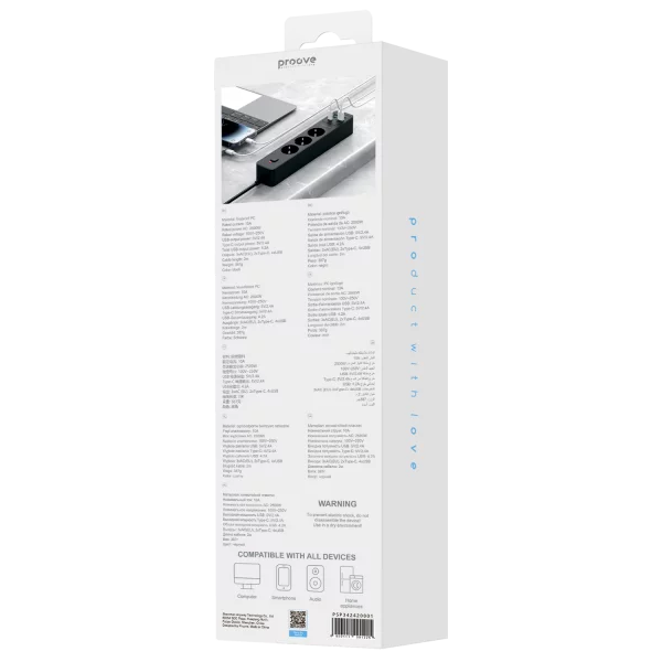 Power Strip Proove Power Socket P-03 (3 sockets + 4 USB + 2 Type-C) 2М - Photo 6