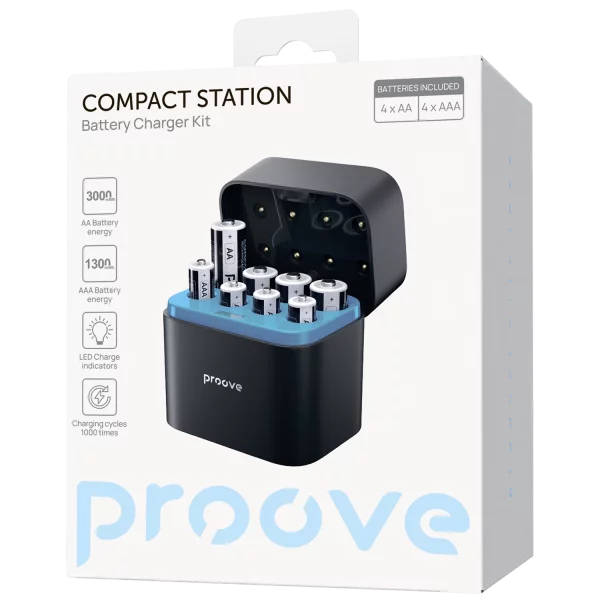 Zestaw ładowarek do baterii Proove Compact Station 8 szt. (4xAAA + 4xAA) - Zdjęcie 4