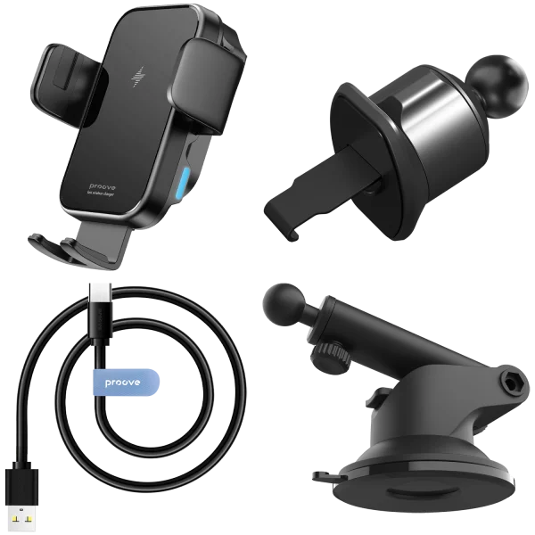 Car Mount With Wireless Charger Proove Triple Clamp 15W - foto 2