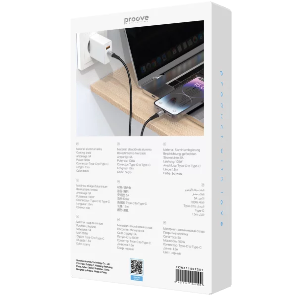 Cable Proove WireX Pro Type-C to Type-C 100W (1.5m) - fotoğraf 2