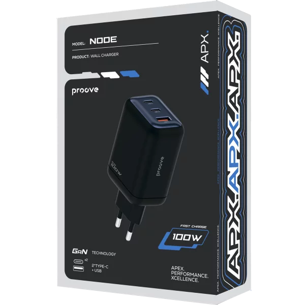 Wall Charger Proove APX Node 100W GaN (2*Type-C +USB) - foto 1