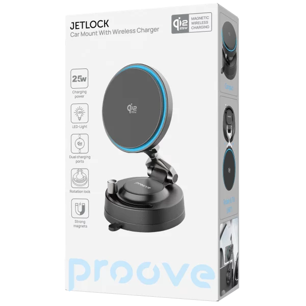 Car Mount With Wireless Charger Proove Jetlock Qi2.2 25W - Foto 5