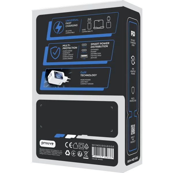 Мережевий зарядний пристрій Proove APX Node 65W GaN (2*Type-C +USB) - фото 2