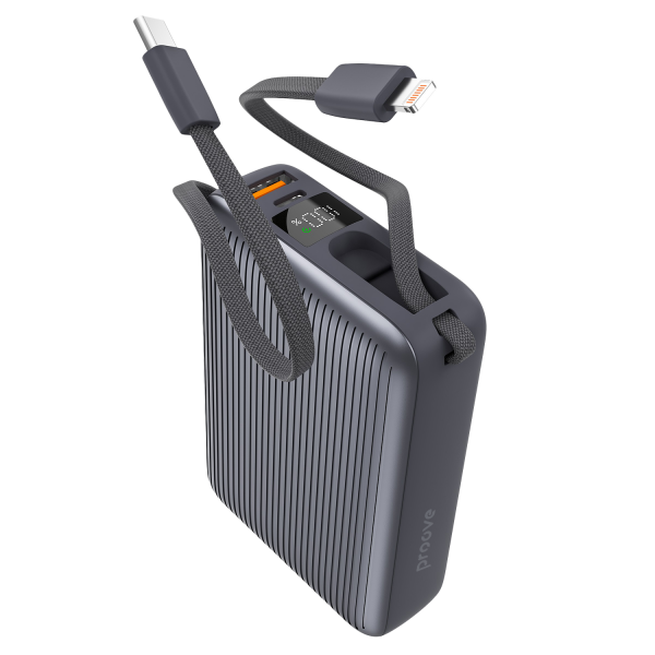 Power Bank Proove Moon Rock 22.5W 20000mAh With Integrated Charging Cables Type-C/Lightning - Photo 1