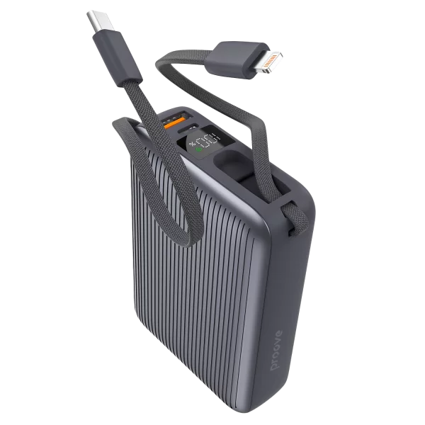 Power Bank Proove Moon Rock 22.5W 20000mAh With Integrated Charging Cables Type-C/Lightning - Photo 1