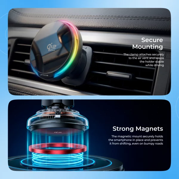 Car Mount With Wireless Charger Proove Spark Qi2.2 25W - Photo 6