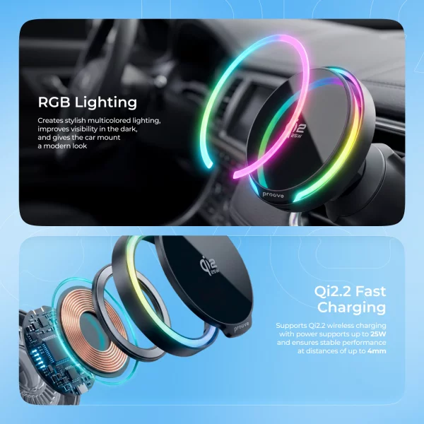 Car Mount With Wireless Charger Proove Spark Qi2.2 25W - Photo 7