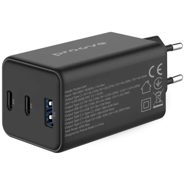 Wall Charger Proove Pocket GaN 65W (2*Type-C + USB) - foto 3