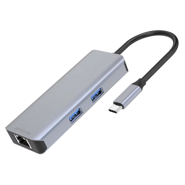 Type-C-HUB Proove Iron Link 6 in 1 (2*USB3.0 + SD/TF + RJ45 + HDMI)