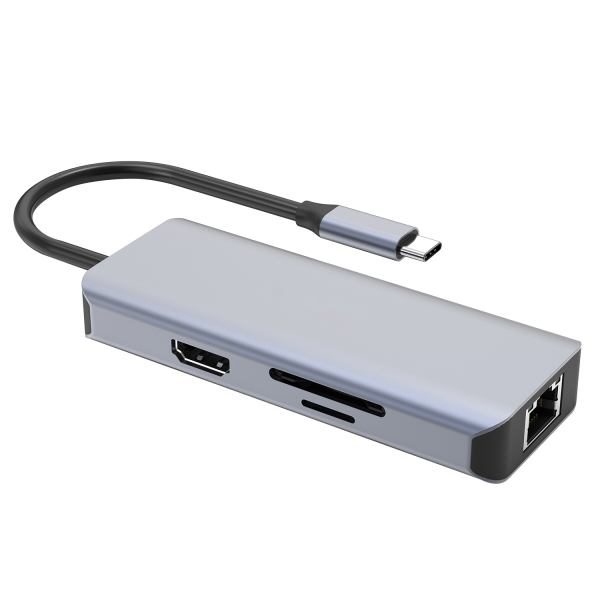 Type-C-HUB Proove Iron Link 6 in 1 (2*USB3.0 + SD/TF + RJ45 + HDMI) - Photo 3