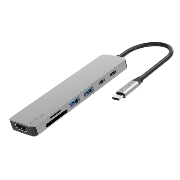 Type-C-HUB Proove Iron Link Type-C to 2*USB3.0 + USBC +HDMI + PD +SD/TF (7 in 1) - Photo 2