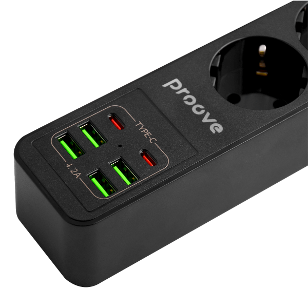 Power Strip Proove Power Socket P-03 (3 sockets + 4 USB + 2 Type-C) 2М - Photo 4